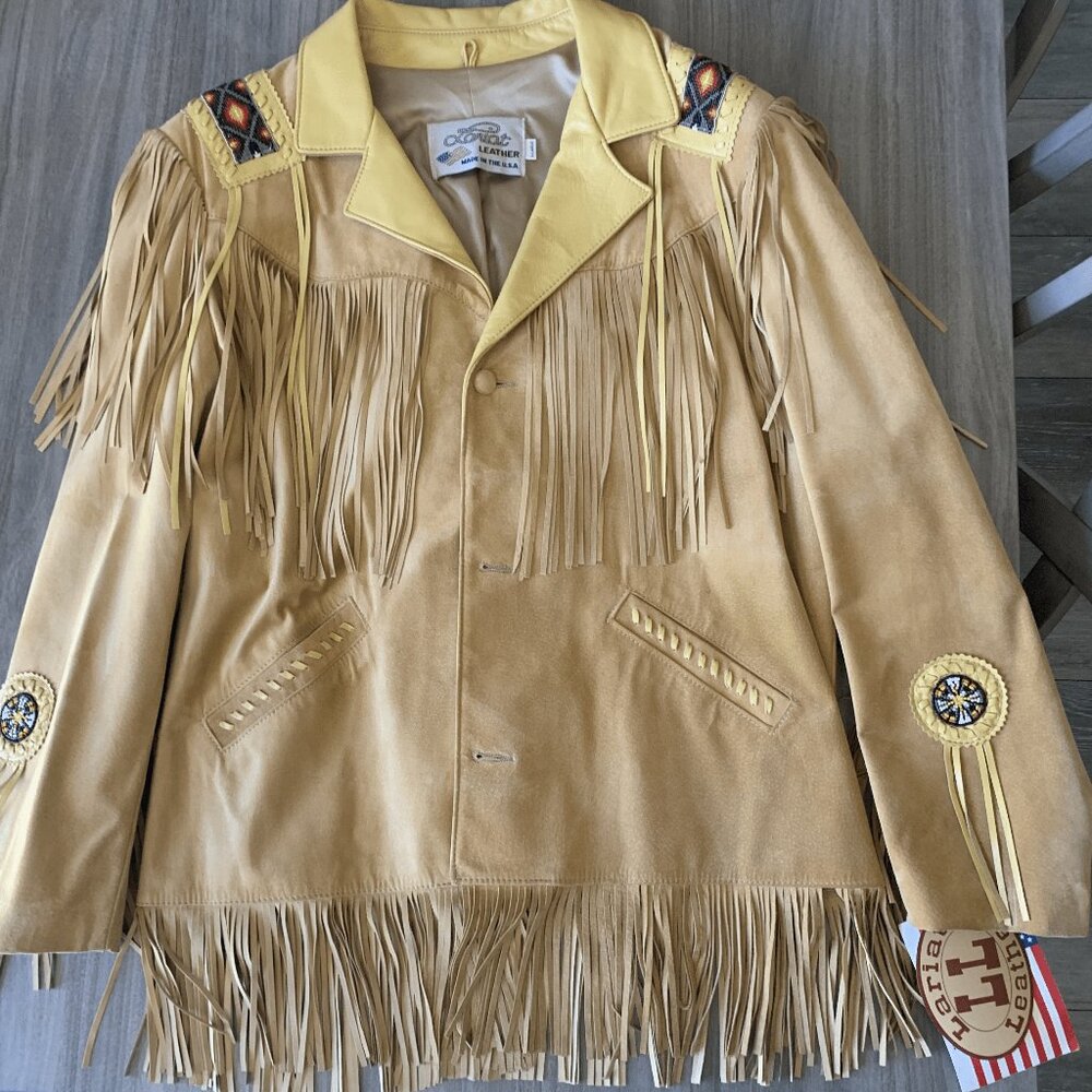 Vintage LARIAT Leather Suede Jacket w/ Fringe Detail
